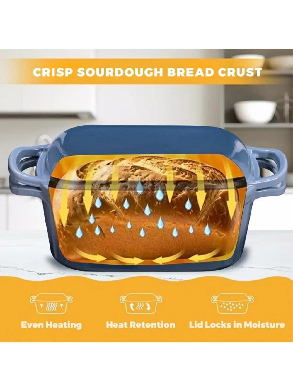 4.6 Qt Sea Salt Oval Enameled Cast Iron Dutch Oven for Sourdough Bread Baking